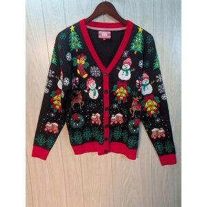SoCal Look Medium Festive Funny Ugly Christmas Holiday Cardigan Sweater